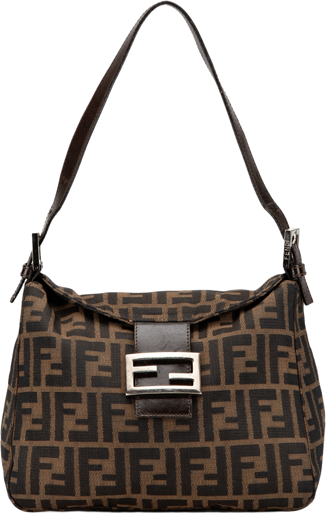 Fendi Zucca Canvas Double Flap Shoulder Bag