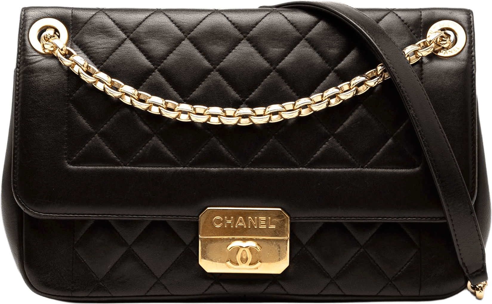 Chanel Large Lambskin Chic With Me Flap, från Luxclusif, i färgen black.