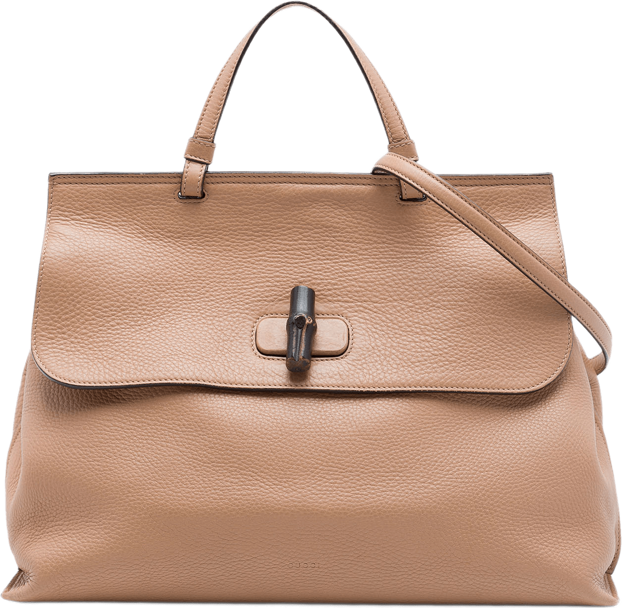 Gucci Large Calfskin Bamboo Daily Satchel, från Luxclusif, i färgen beige.