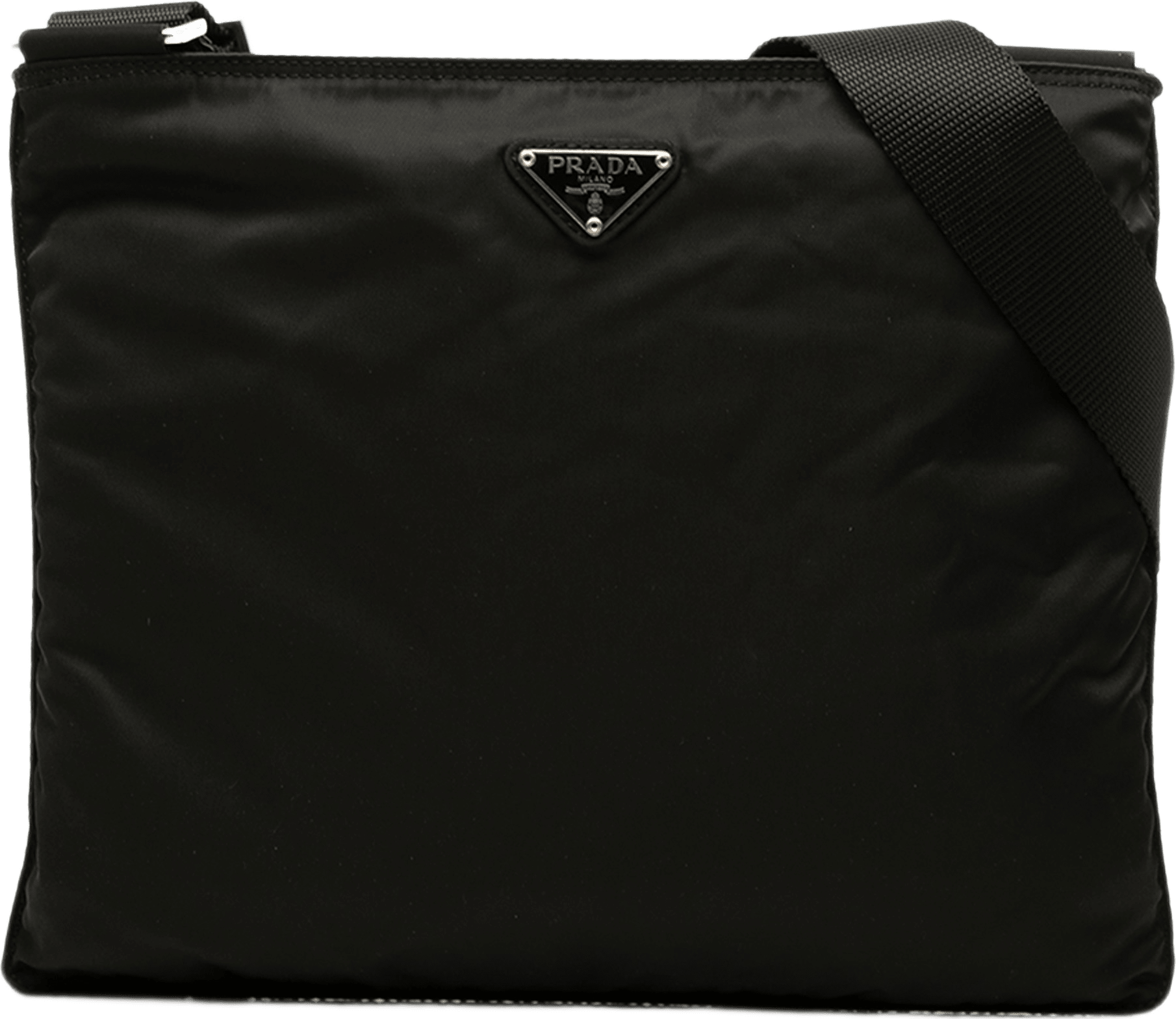 Prada Tessuto Zip Top Crossbody, från Luxclusif, i färgen svart.