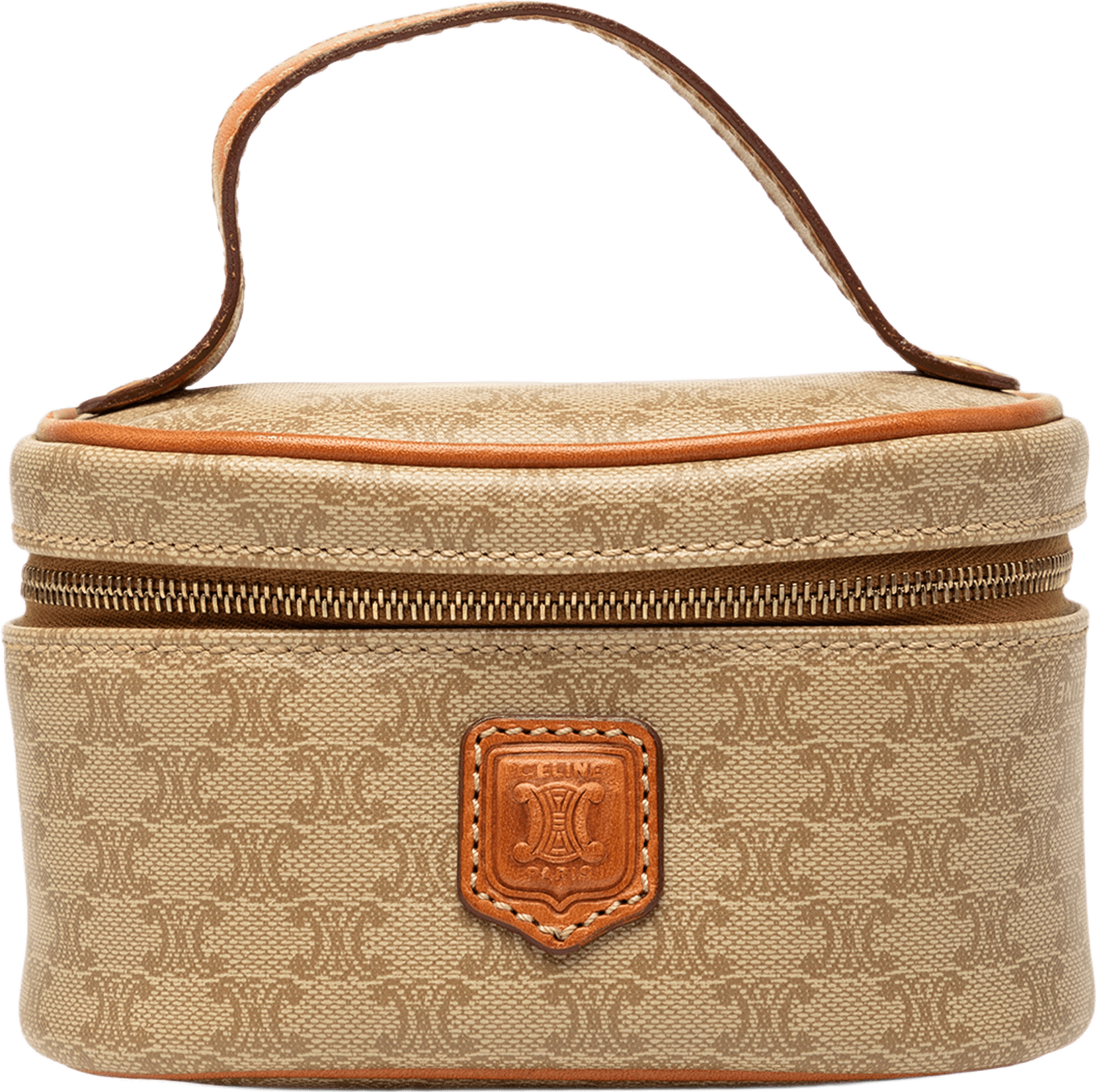 Celine Mini Macadam Coated Canvas Vanity Bag, från Luxclusif, i färgen beige.