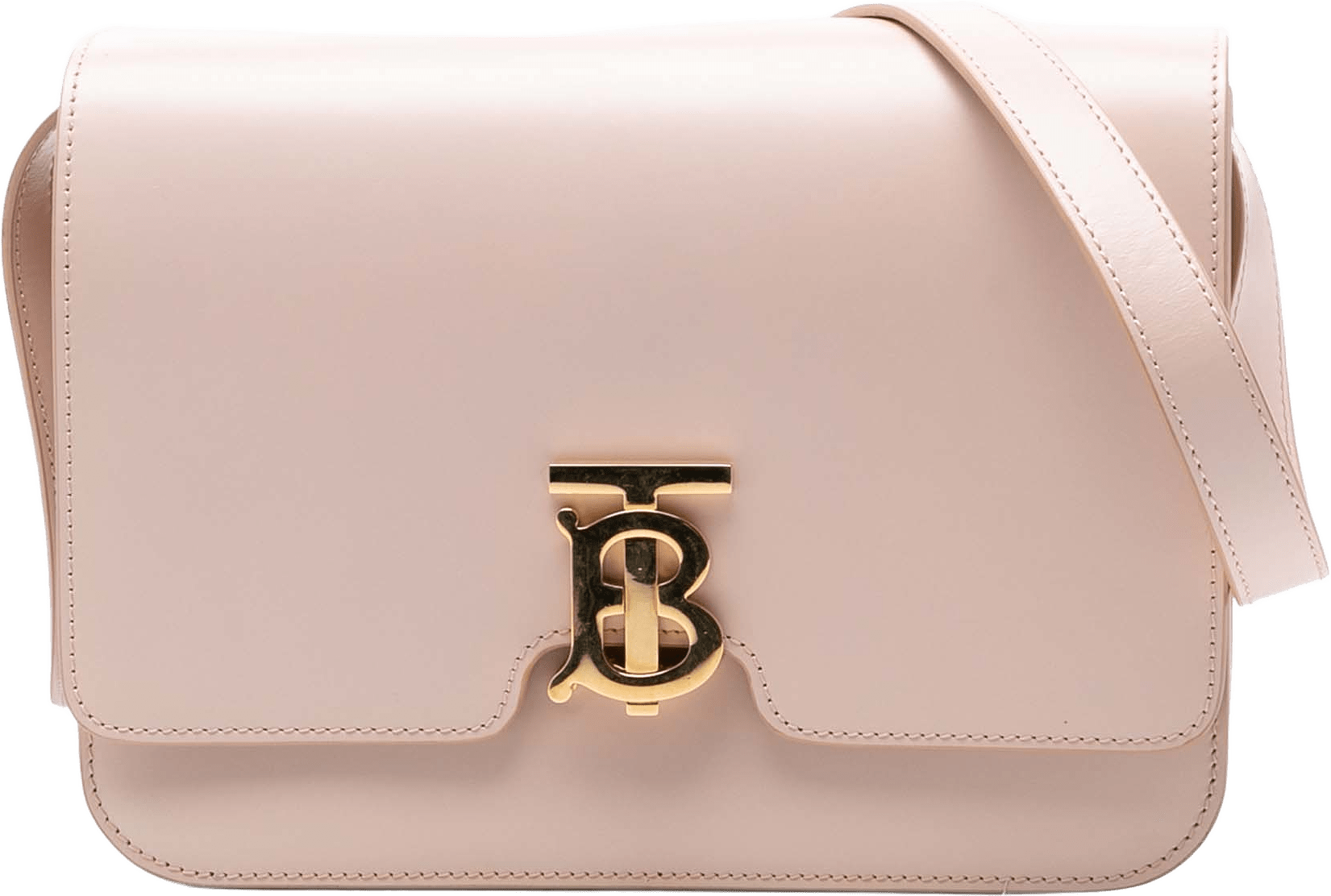 Burberry Medium Smooth Calfskin Tb Monogram Crossbody, från Luxclusif, i färgen light pink.