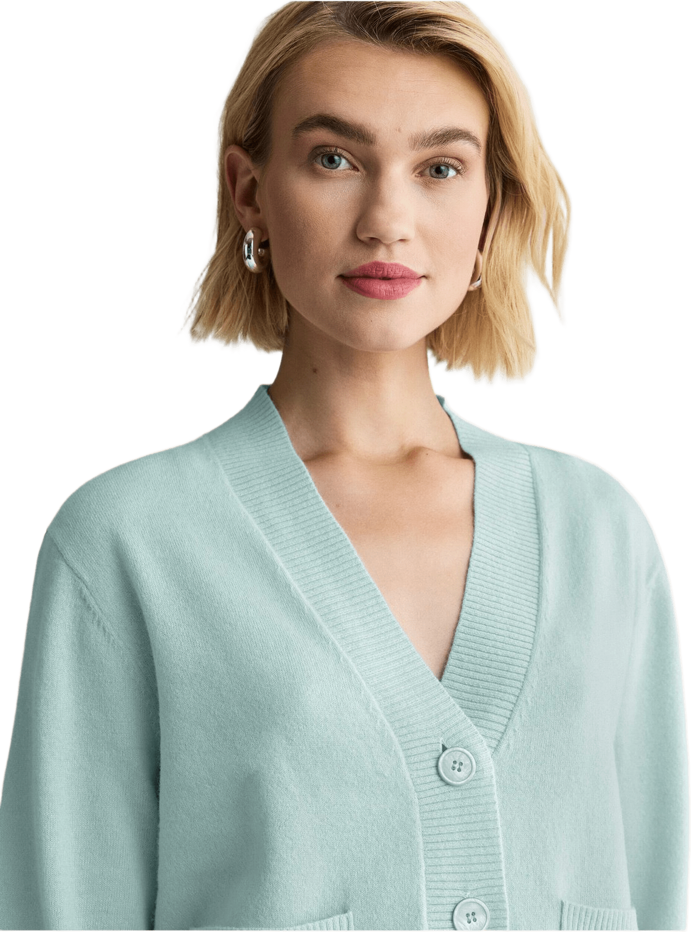 Lammullscardigan Mathilda, från Newhouse, i färgen ljusblå.