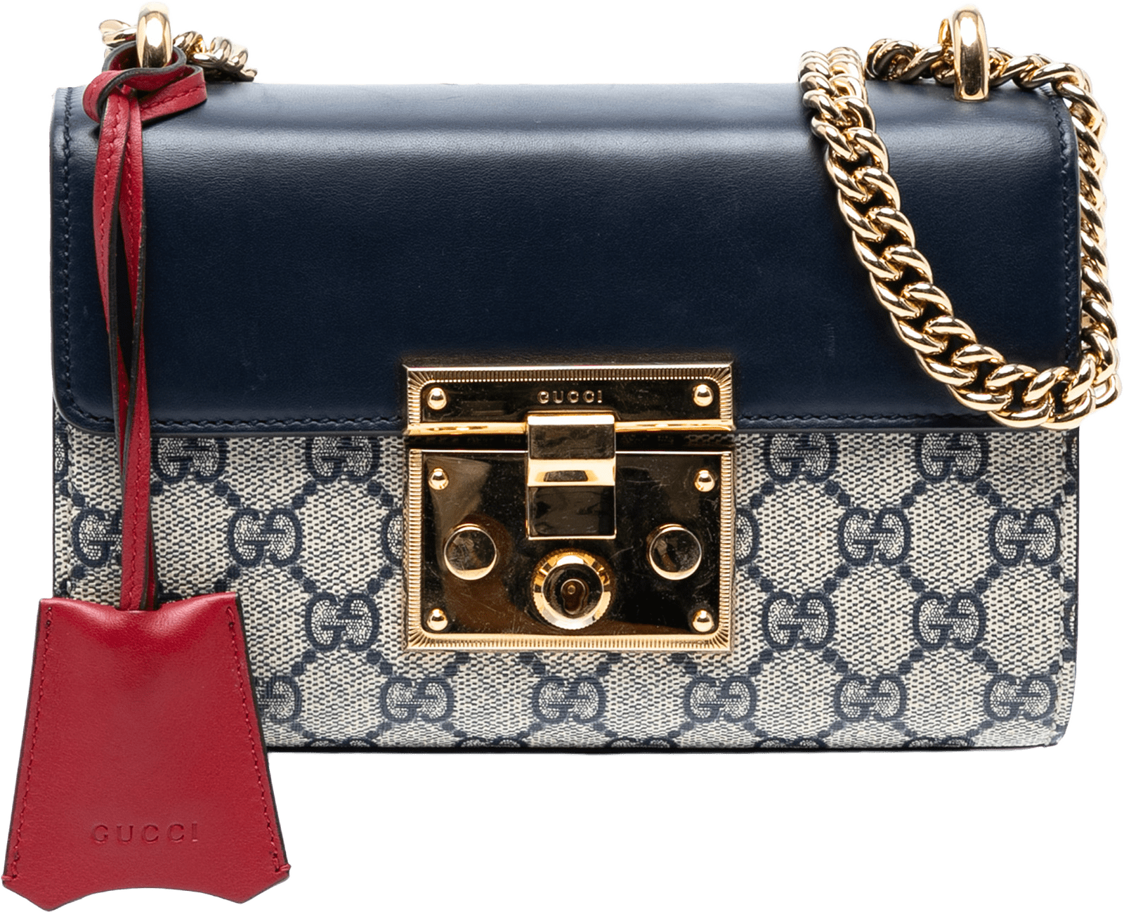 Gucci Small Gg Supreme Padlock Crossbody, från Luxclusif, i färgen beige.