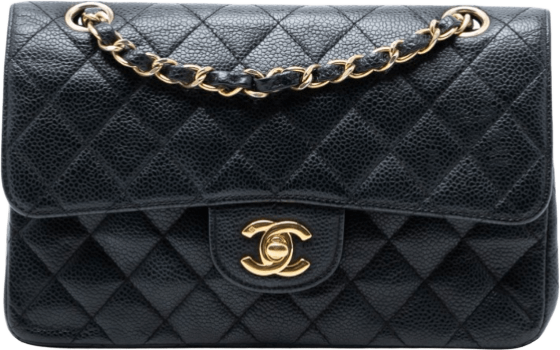 Chanel Small Classic Caviar Double Flap, från Luxclusif, i färgen black.