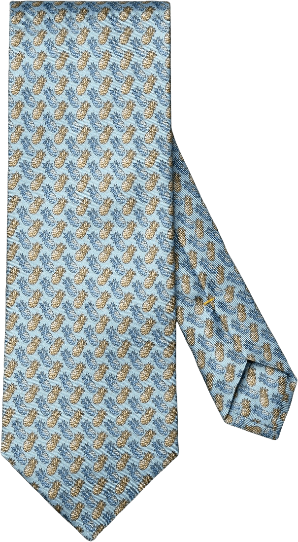 Ananasmönstrad Sidenslips, från Eton, i färgen ljusblå.