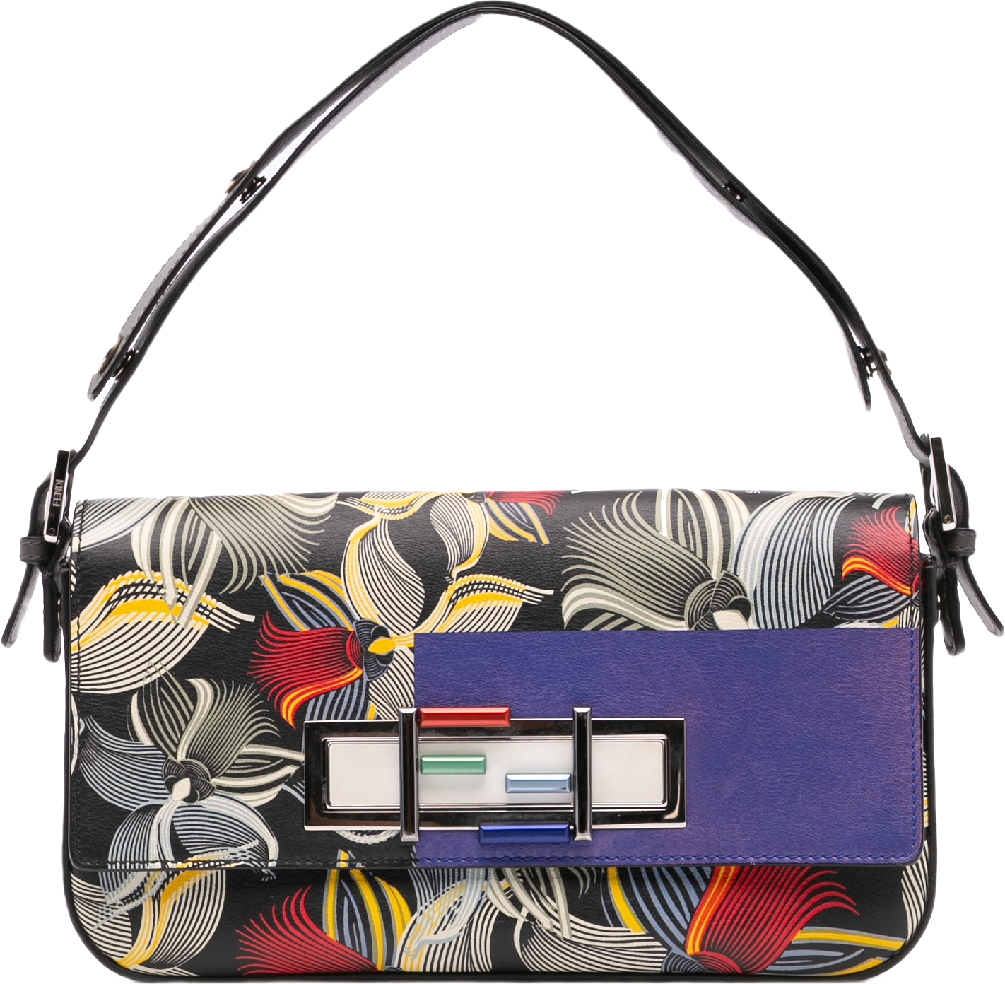Fendi Leather Orchid Print 3baguette Shoulder Bag