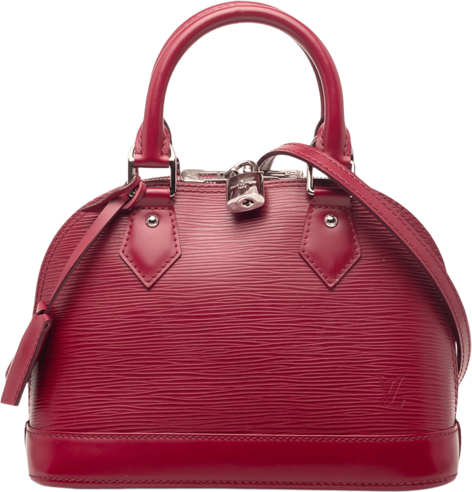 Louis Vuitton Epi Alma Bb, från Luxclusif, i färgen dark pink.