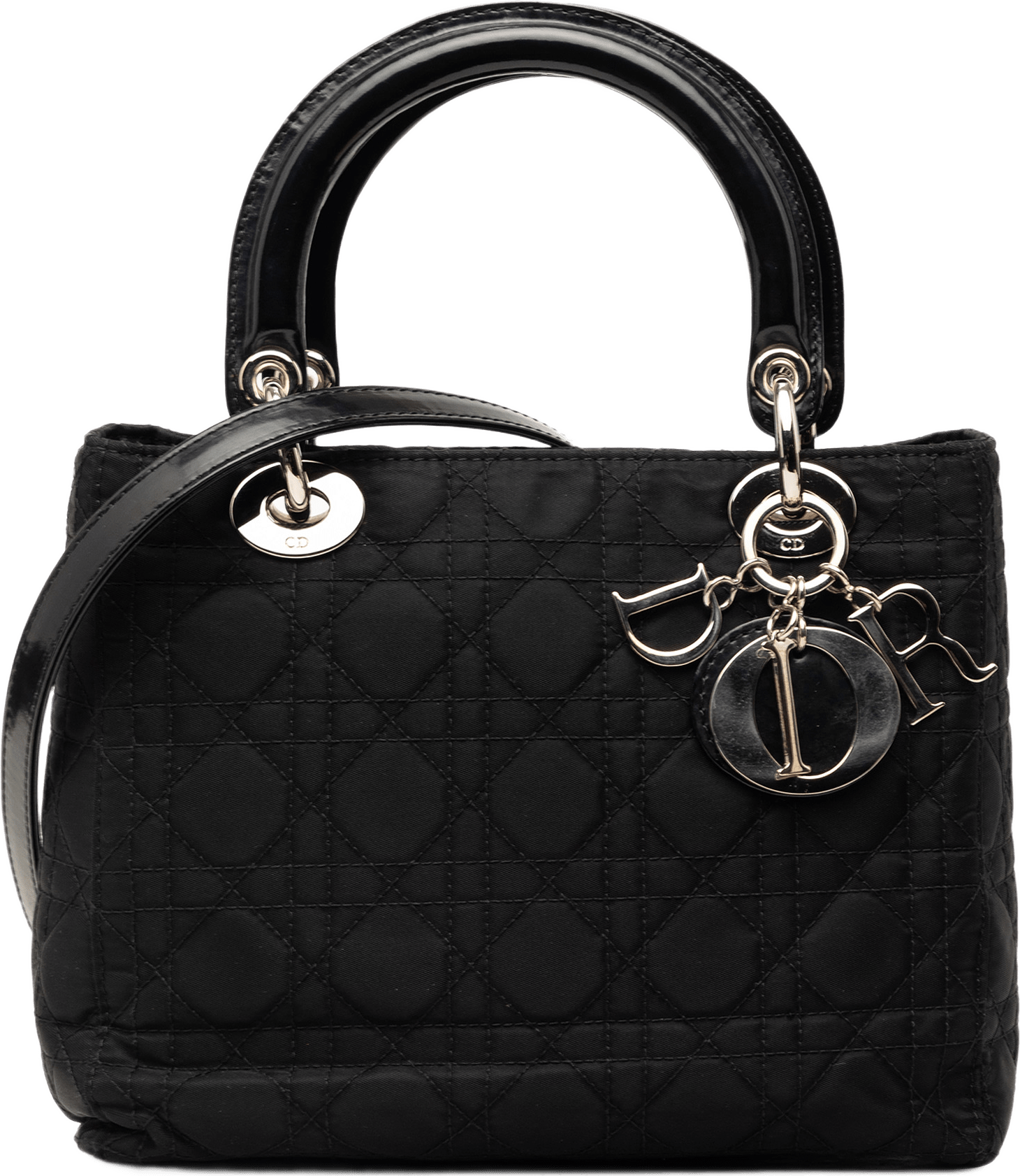 Dior Medium Nylon Cannage Lady Dior, från Luxclusif, i färgen black.