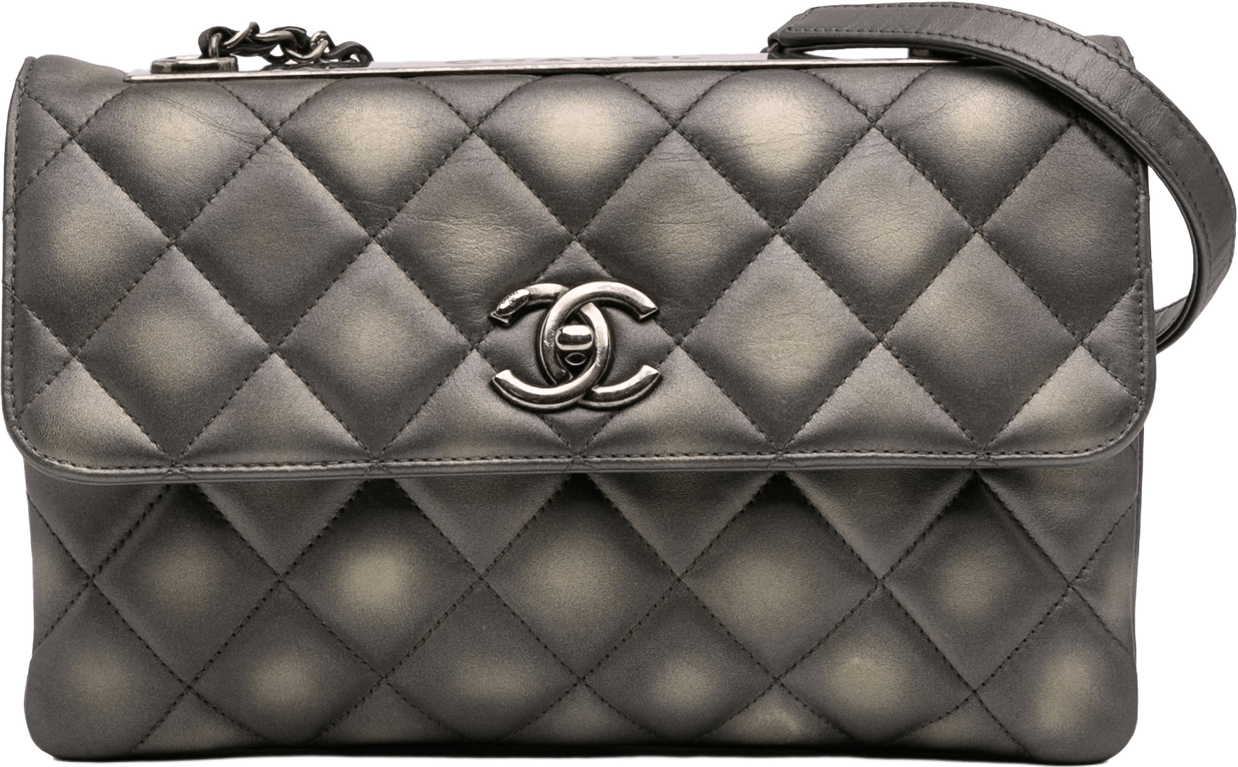 Chanel Quilted Metallic Lambskin Trendy Cc Flap, från Luxclusif, i färgen gray.