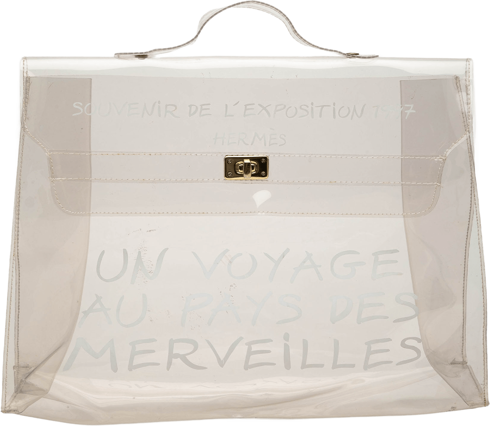 Hermès Vinyl Souvenir De L Exposition Kelly Handbag, från Luxclusif, i färgen vit.