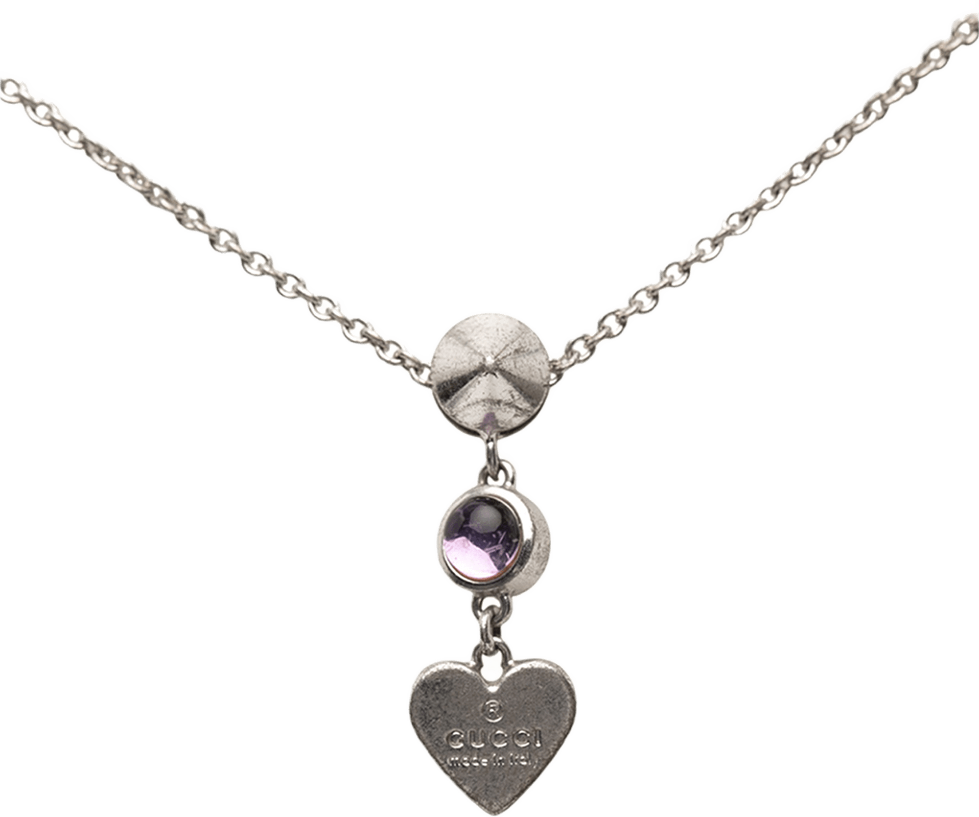 Gucci Sterling Silver Bejeweled Heart Pendant Necklace, från Luxclusif, i färgen silver.