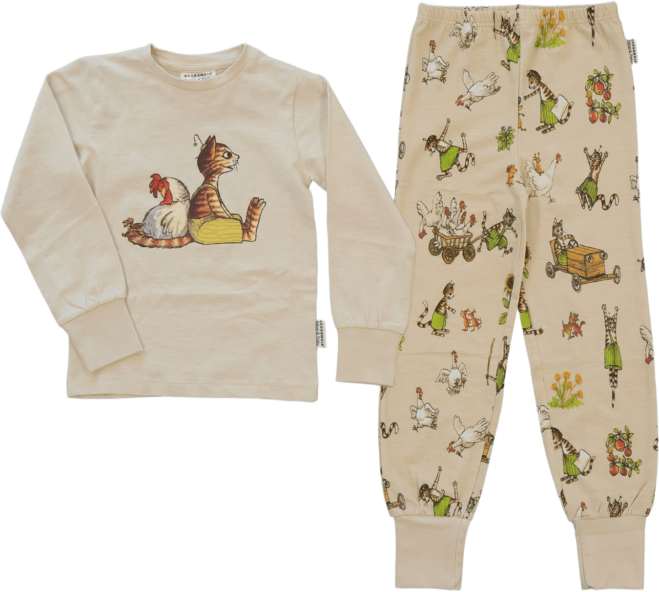 Pyjamas Tvådelad Pettson Och Findus, från Geggamoja, i färgen beige.