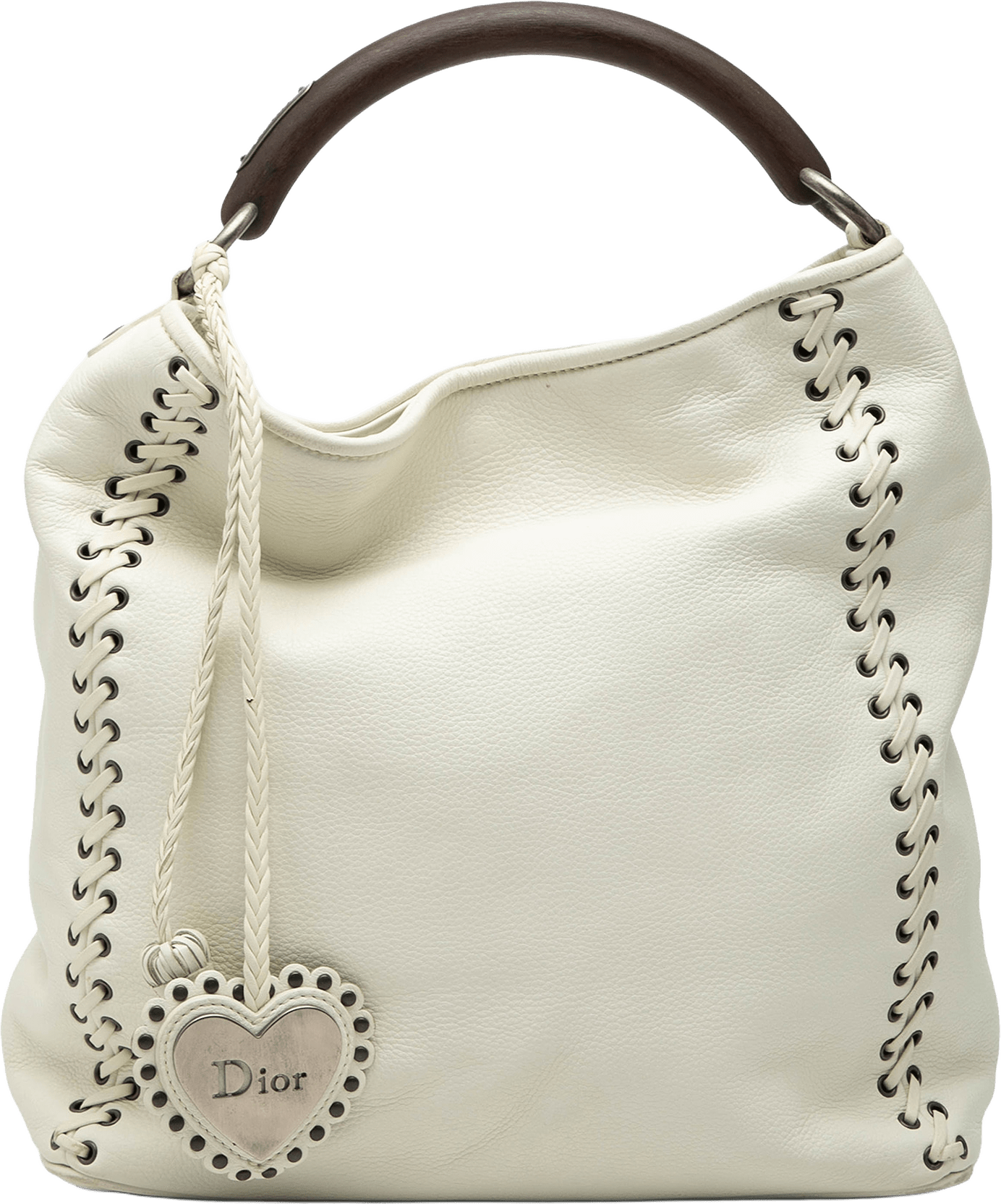 Dior Leather Ethnic Hobo, från Luxclusif, i färgen white.