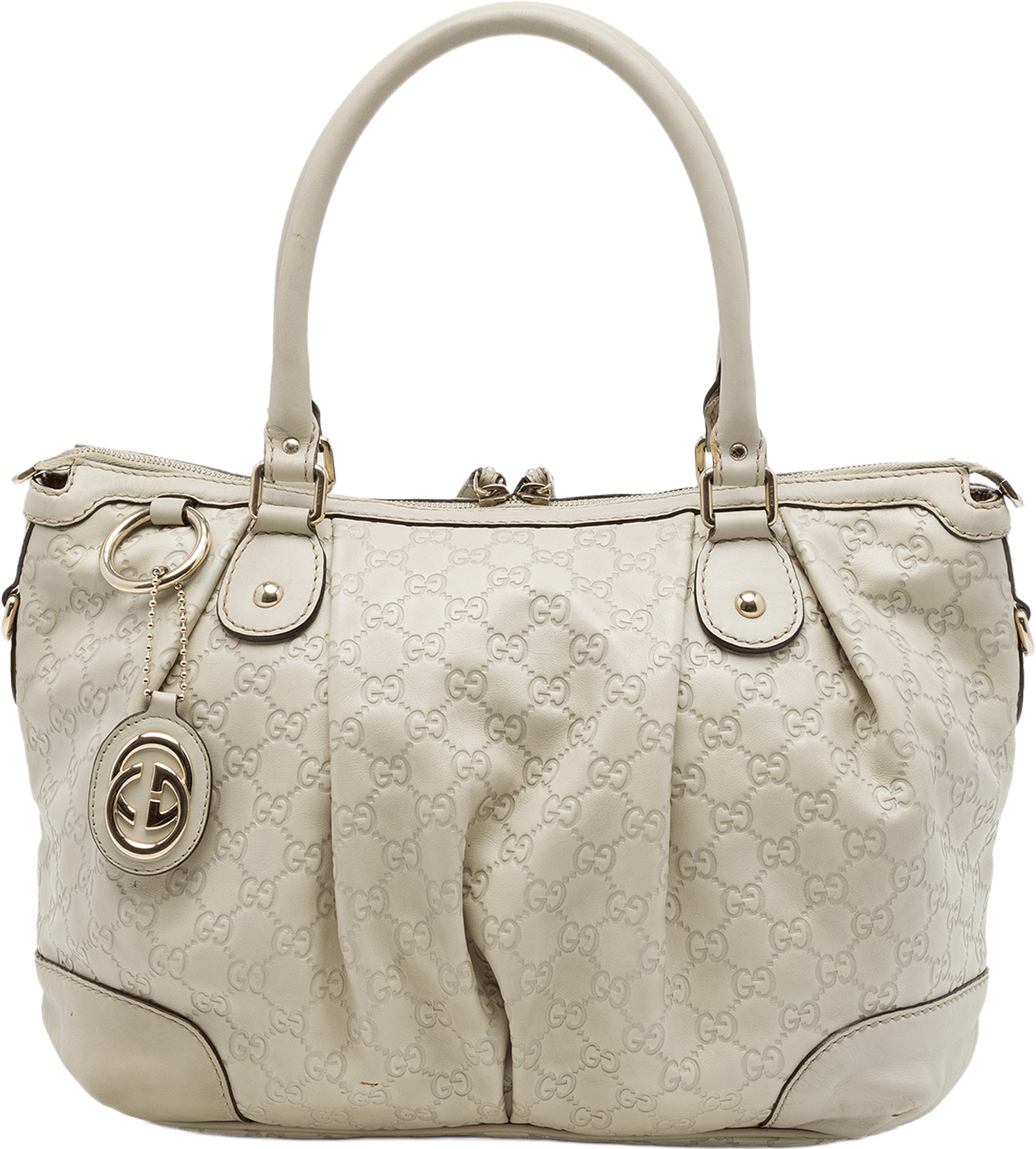 Gucci Guccissima Sukey Satchel, från Luxclusif, i färgen vit.