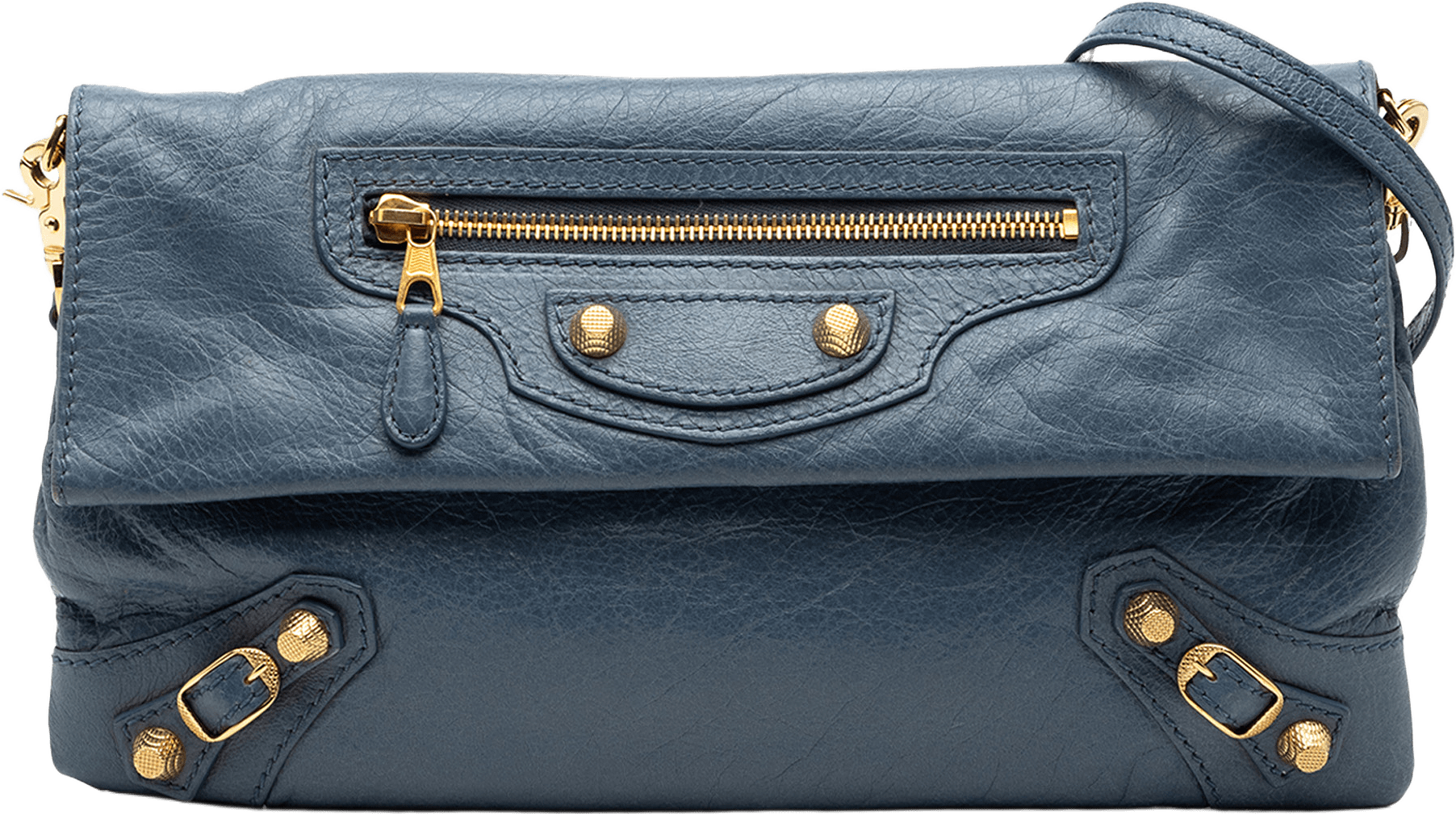 Balenciaga Lambskin Motocross Giant 12 Envelope Clutch With Strap, från Luxclusif, i färgen blue.