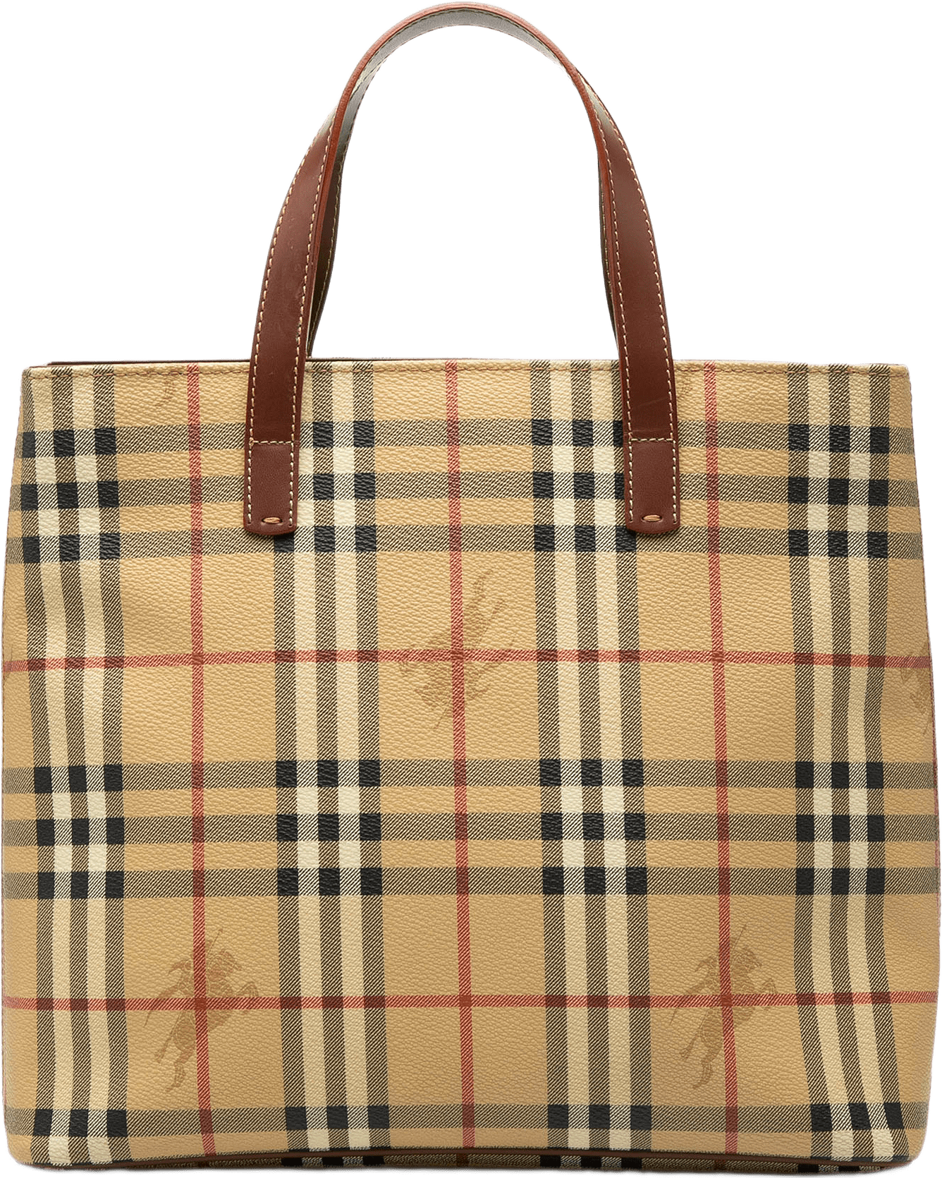 Burberry Haymarket Check Coated Canvas Tote, från Luxclusif, i färgen beige.