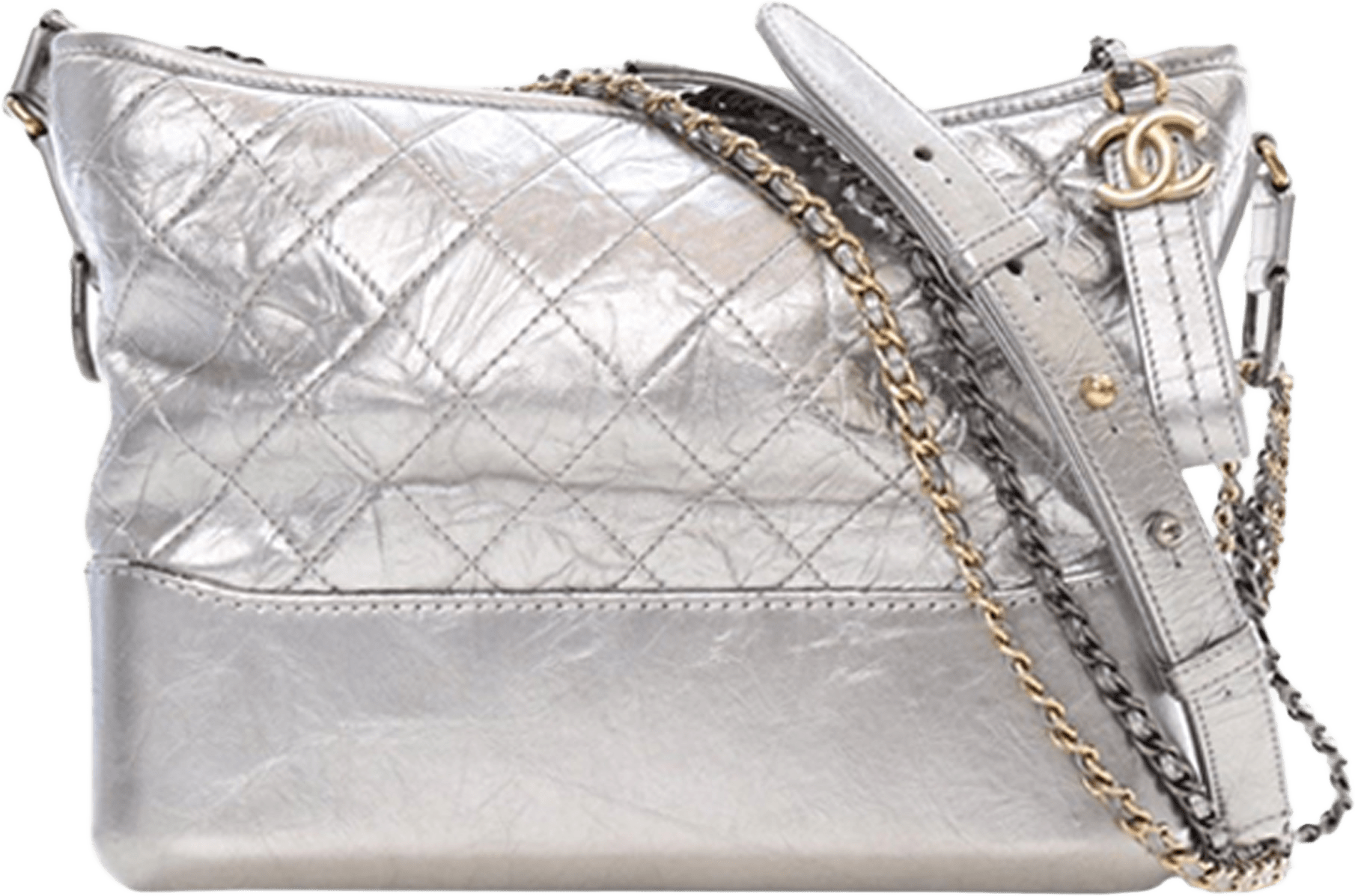 Chanel Medium Aged Calfskin Gabrielle Hobo, från Luxclusif, i färgen silver.