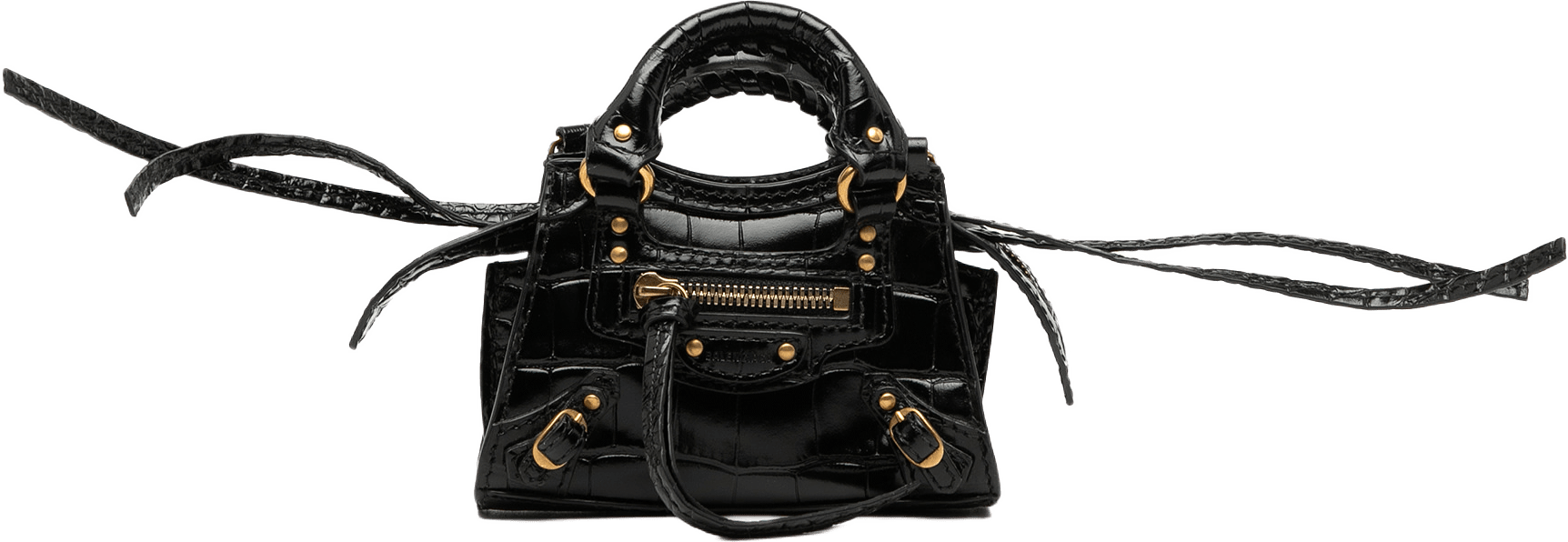 Balenciaga Super Nano Croc Embossed Calfskin Neo Classic City, från Luxclusif, i färgen black.