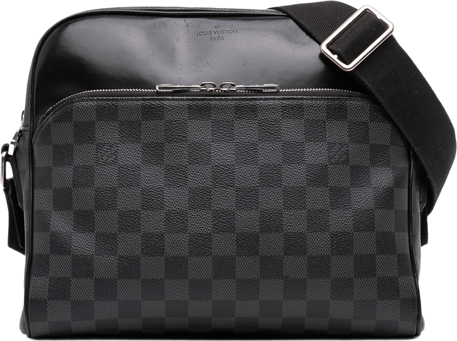 Louis Vuitton Damier Graphite Dayton Reporter Pm, från Luxclusif, i färgen svart.
