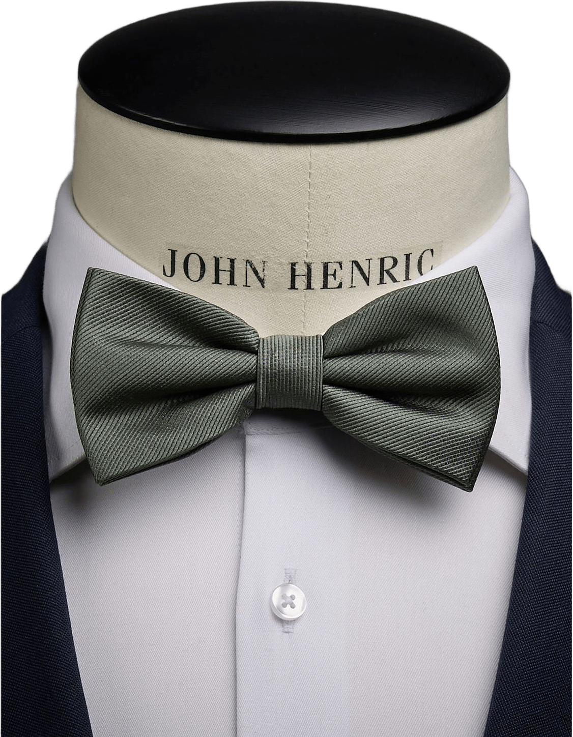 Silk Woven Rib Plain Pre Tied Bow Tie, från John Henric, i färgen olive green.