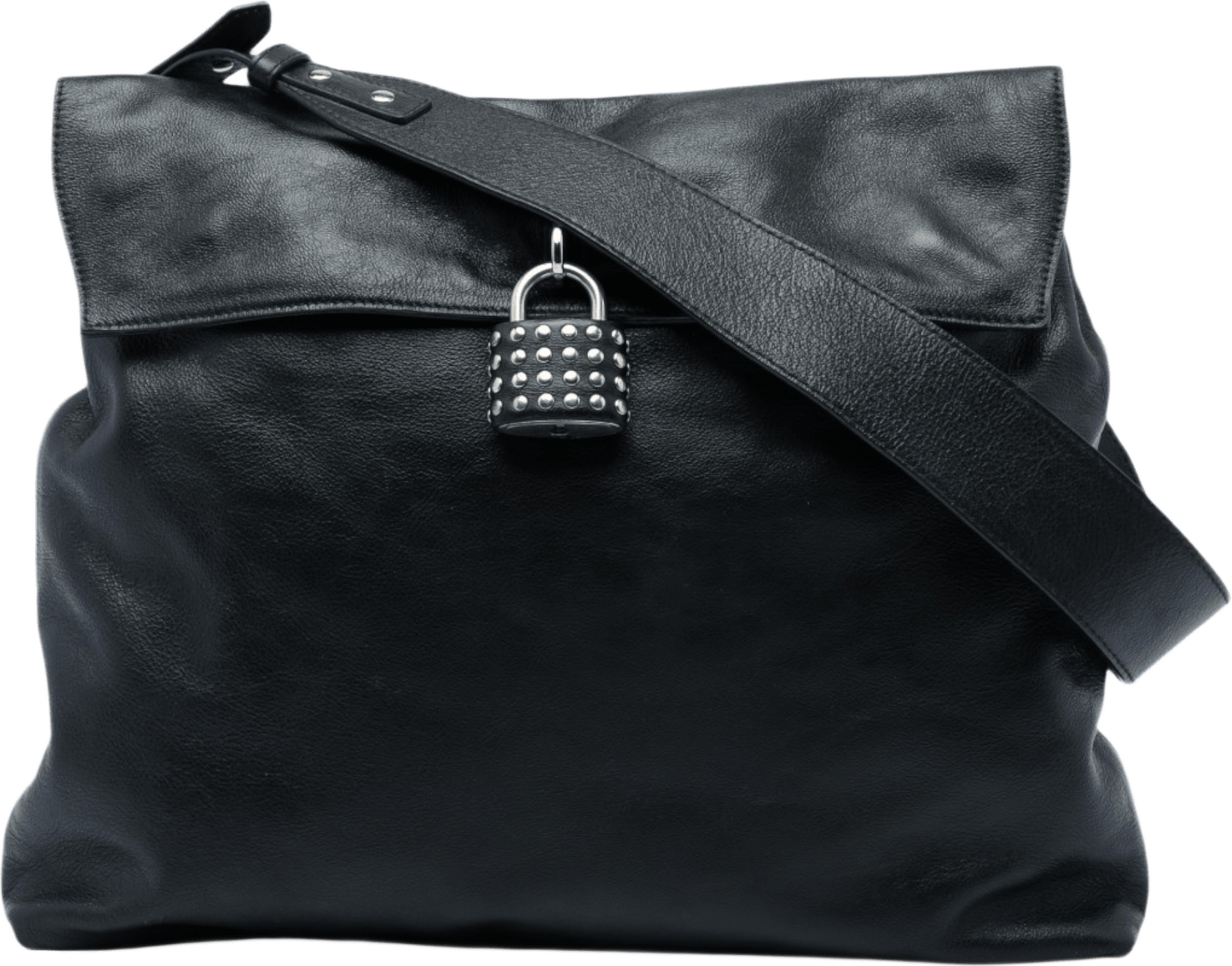 Burberry Leather Studded Padlock Shoulder Bag, från Luxclusif, i färgen svart.