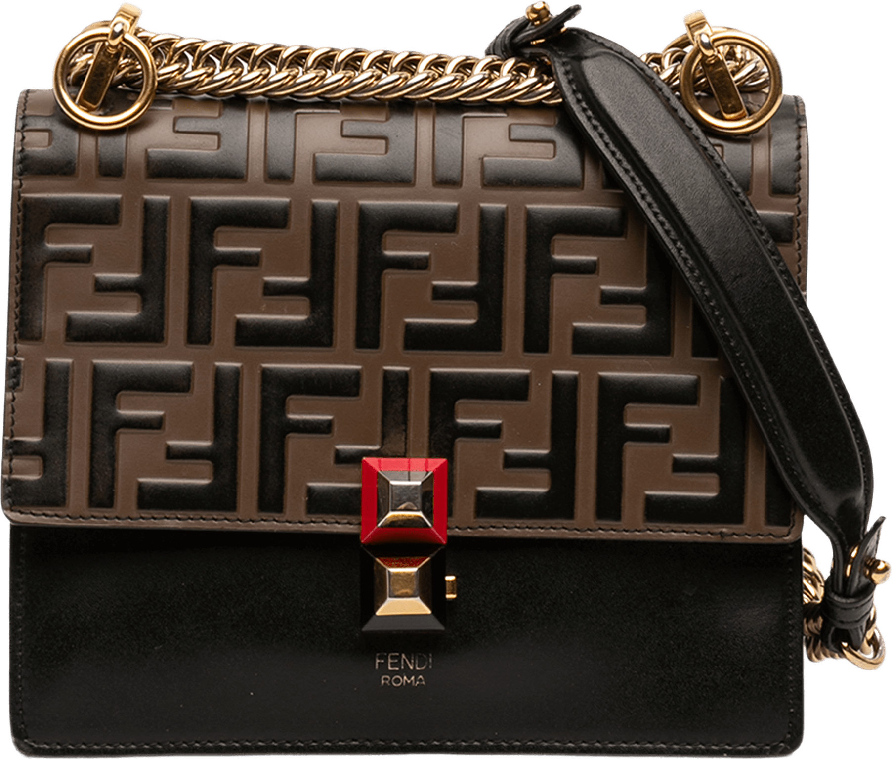 Fendi Small Zucca Embossed Leather Kan I Crossbody, från Luxclusif, i färgen brown.