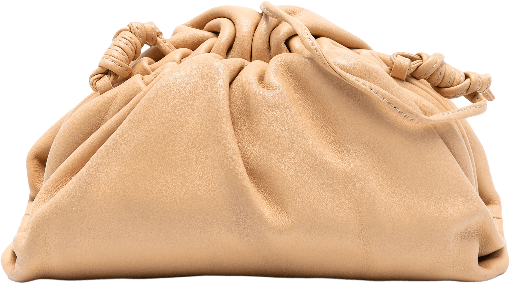 Bottega Veneta Lambskin The Mini Pouch Crossbody, från Luxclusif, i färgen beige.