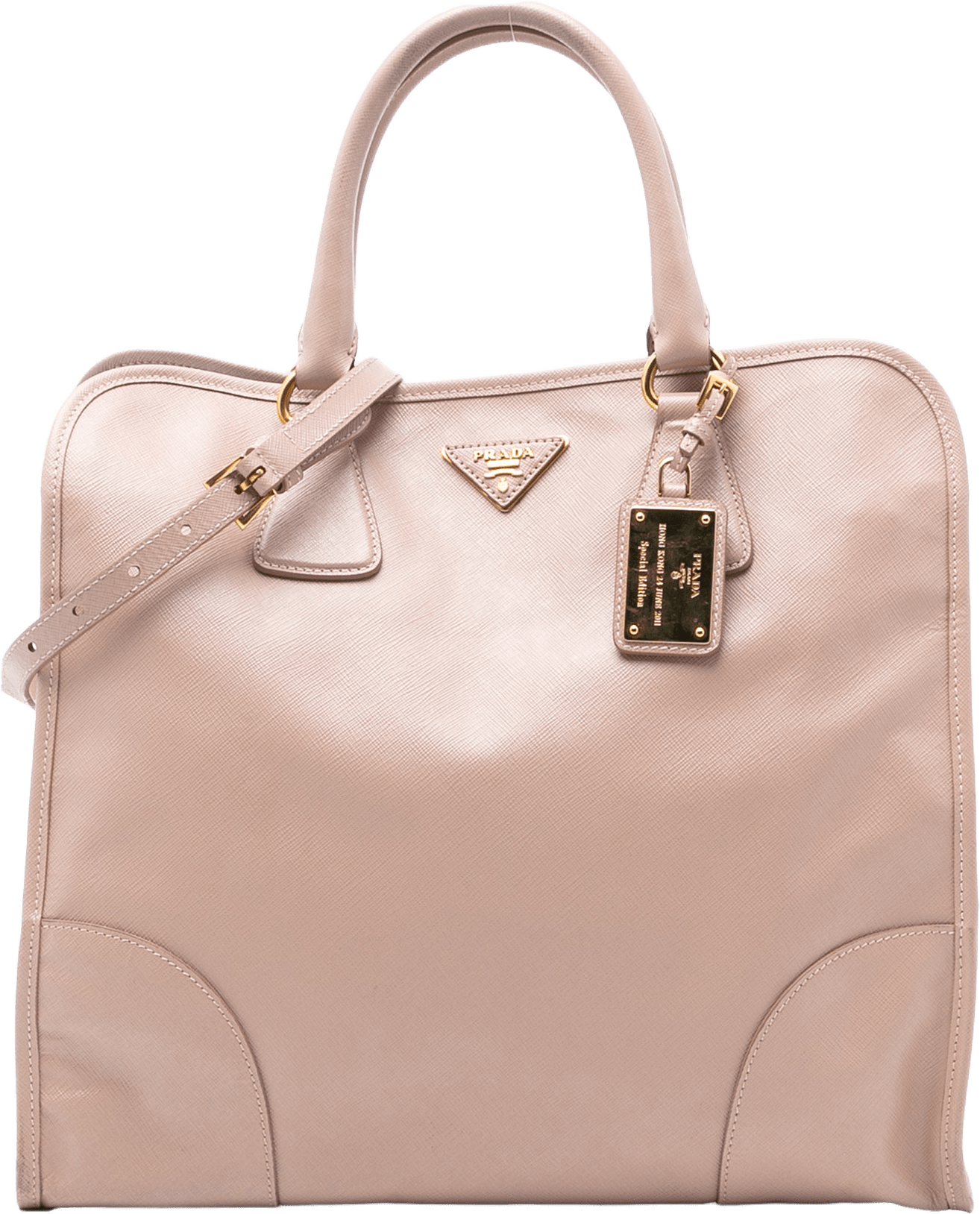 Prada Saffiano Lux Shopping Tote, från Luxclusif, i färgen light pink.