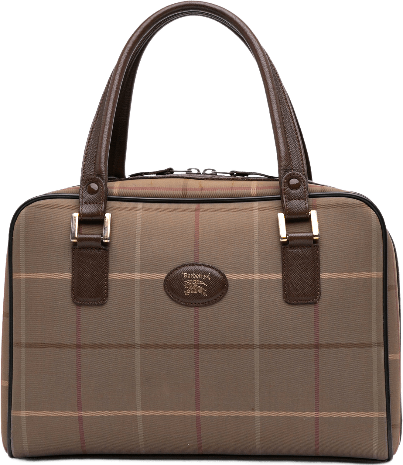 Burberry Vintage Check Canvas Handbag, från Luxclusif, i färgen light brown.
