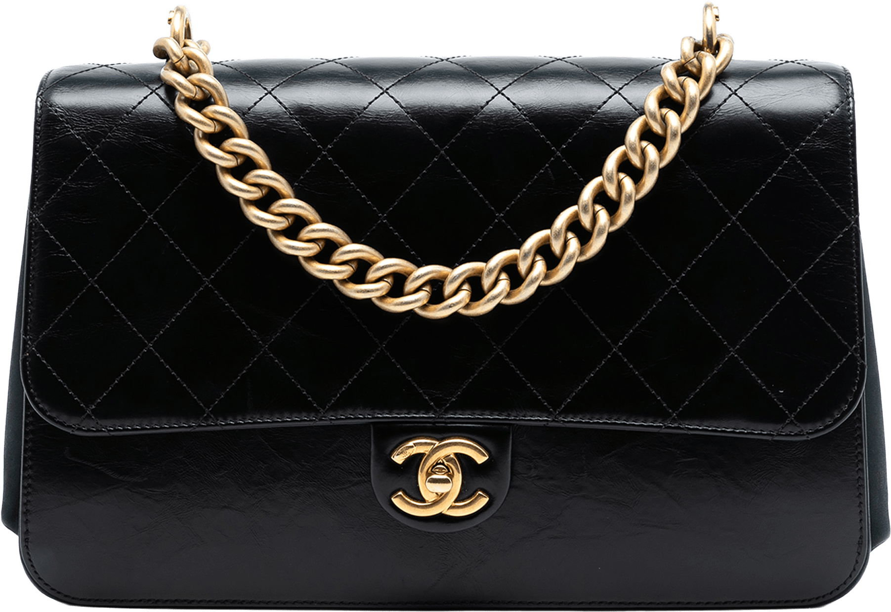 Chanel Paris Cosmopolite Aged Calfskin Straight Lined Flap, från Luxclusif, i färgen black.