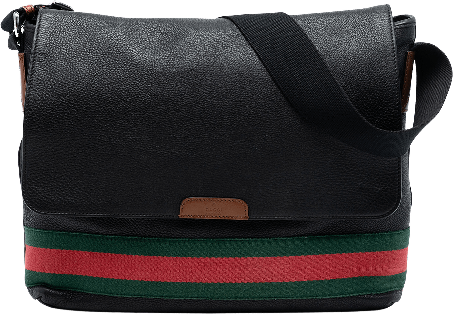 Gucci Leather Web Messenger Bag, från Luxclusif, i färgen black.