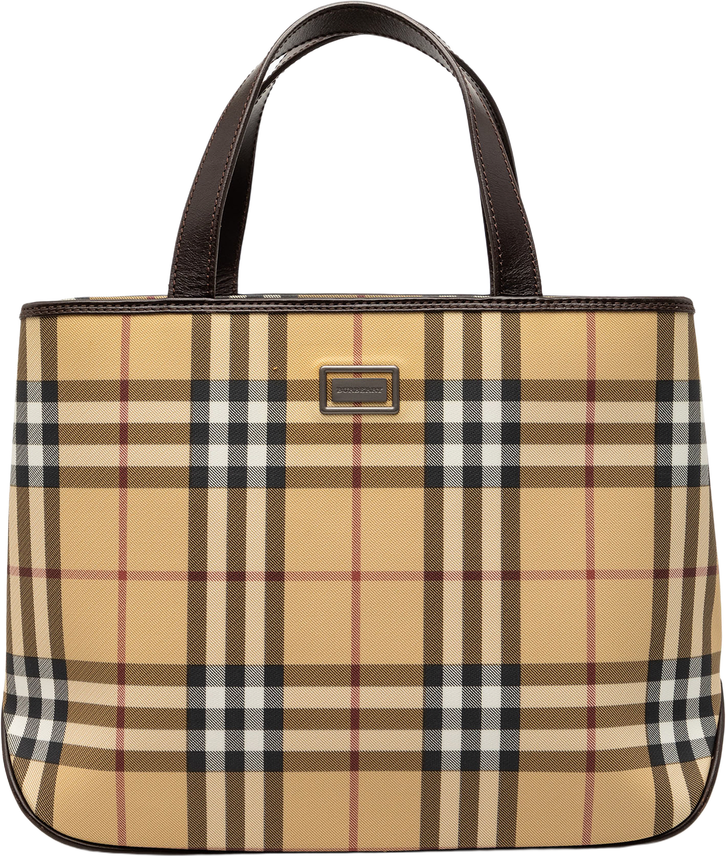 Burberry House Check Coated Canvas Tote, från Luxclusif, i färgen beige.