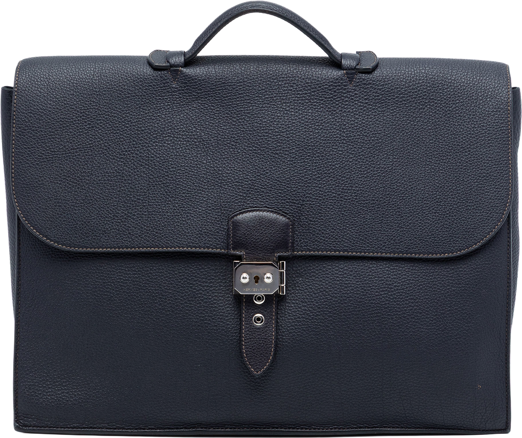 Hermès Togo Sac A Depeches 41, från Luxclusif, i färgen navy.