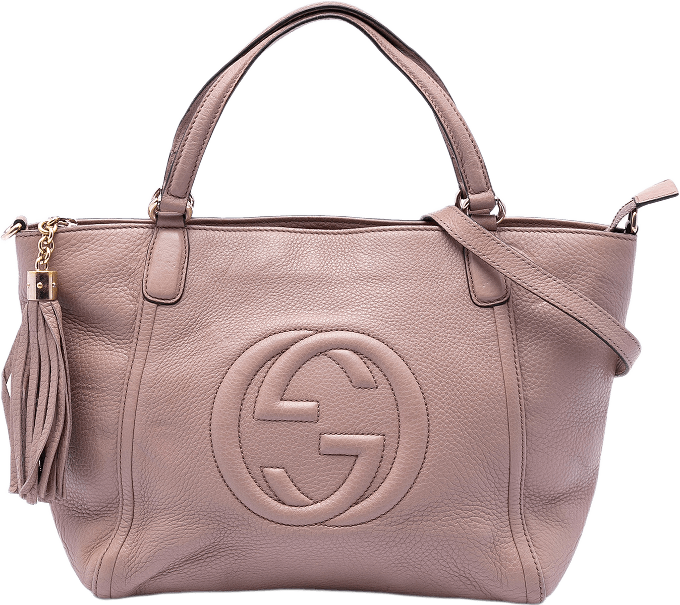 Gucci Small Calfskin Soho Cellarius Satchel, från Luxclusif, i färgen light pink.