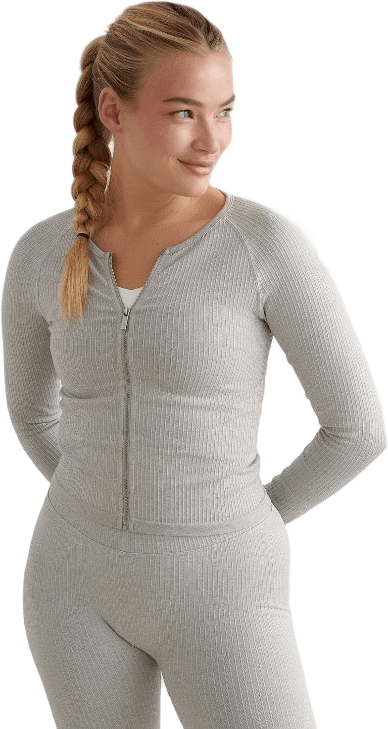 Ribbed Seamless Zip Jacket, från aim'n, i färgen grey melange.