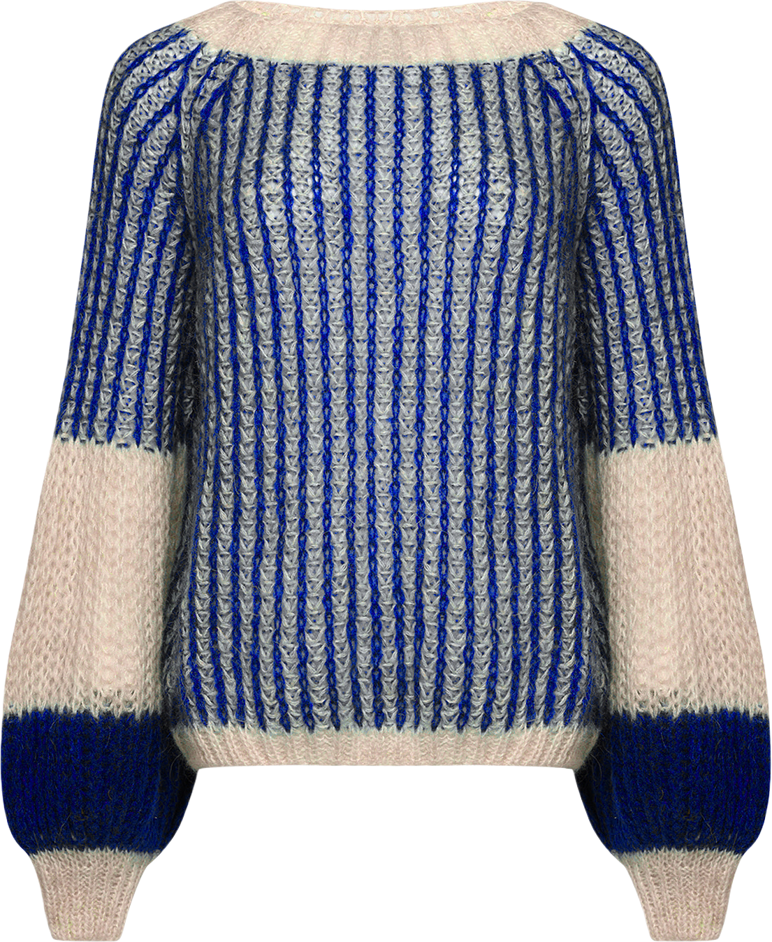 Liana Knit Sweater - Cream/cobalt Blue, från Noella, i färgen cream/cobalt blue.