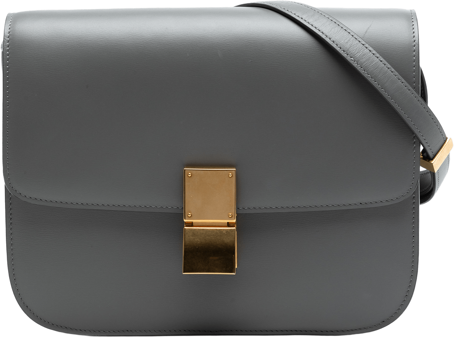 Celine Medium Calfskin Classic Box, från Luxclusif, i färgen dark gray.