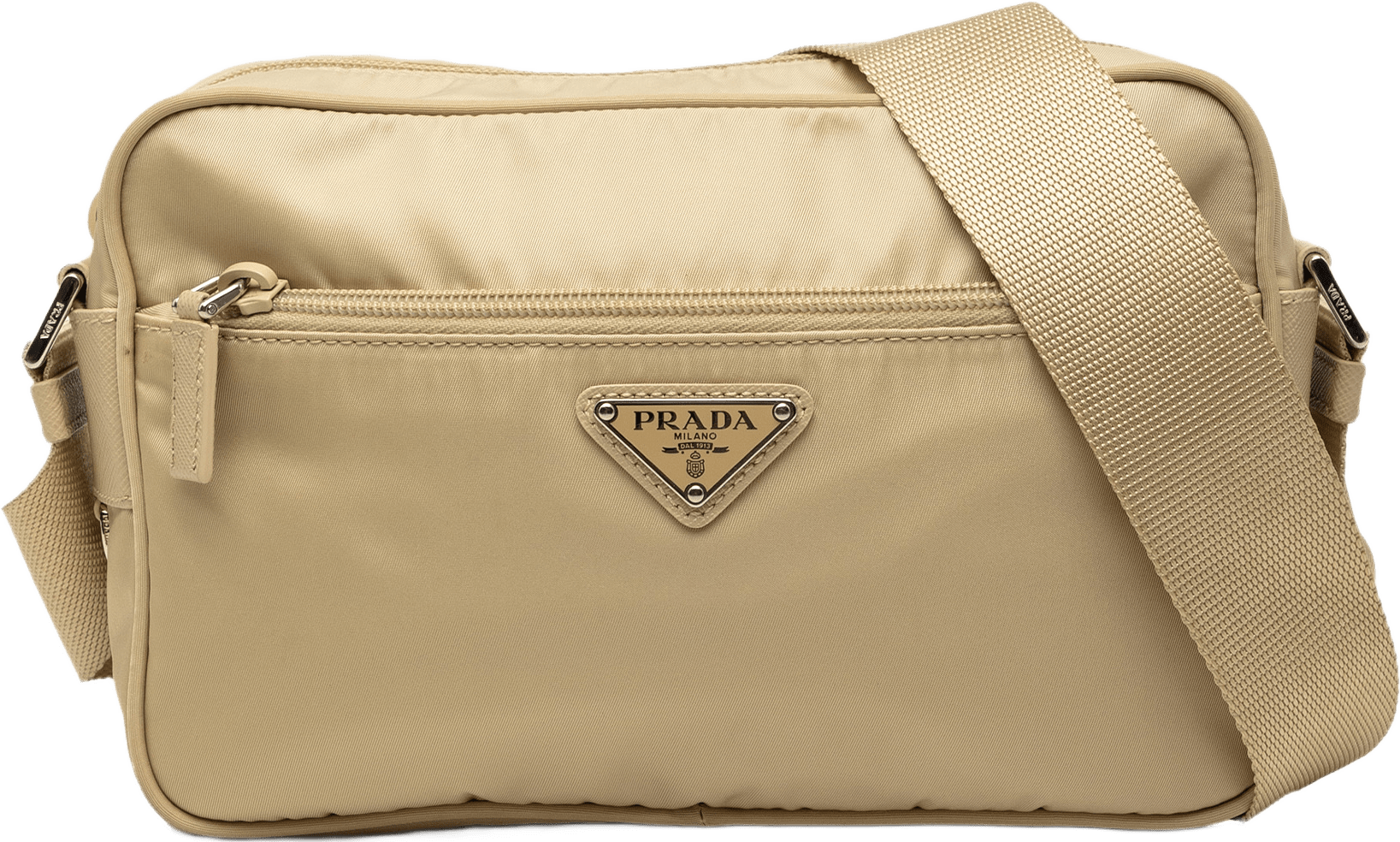 Prada Tessuto Camera Bag, från Luxclusif, i färgen beige.