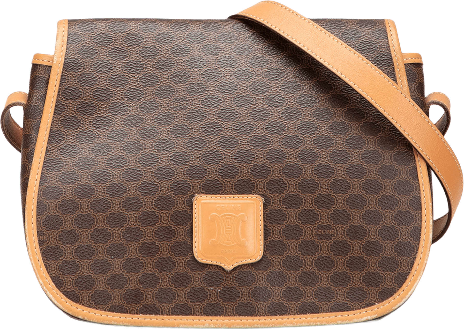Celine Macadam Coated Canvas Crossbody, från Luxclusif, i färgen brun.