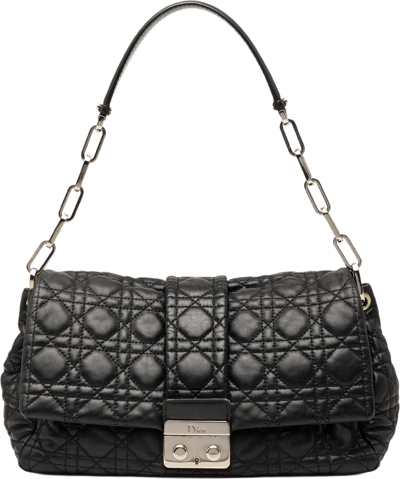 Dior Lambskin Cannage New Lock Shoulder Bag, från Luxclusif, i färgen svart.