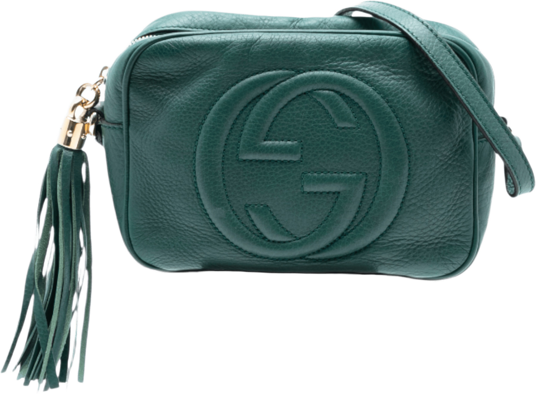 Gucci Leather Soho Disco Crossbody, från Luxclusif, i färgen green.
