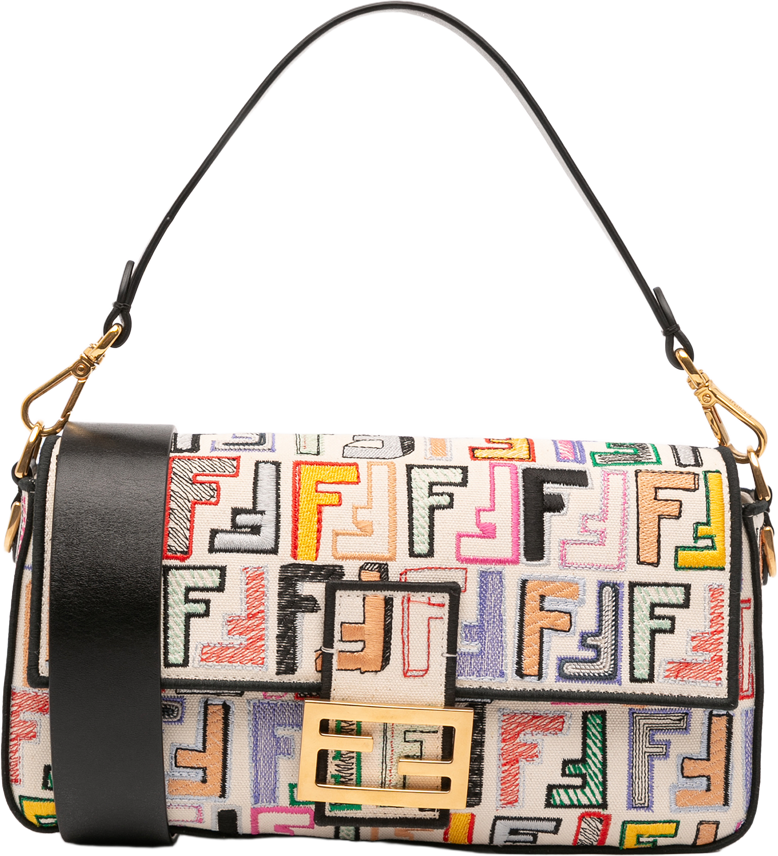 Fendi Chinese Valentines Day Zucca Embroidered Canvas Baguette Satchel, från Luxclusif, i färgen light beige.