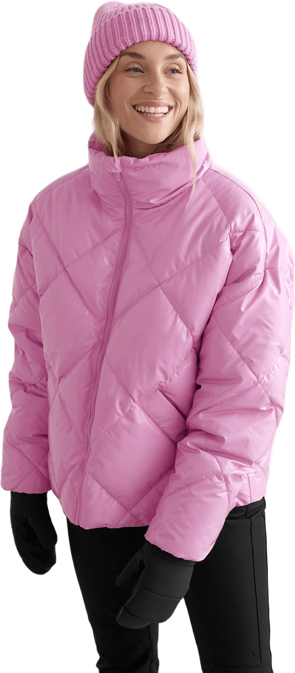 Peony Pink Diamond Quilt Puffer Jacket