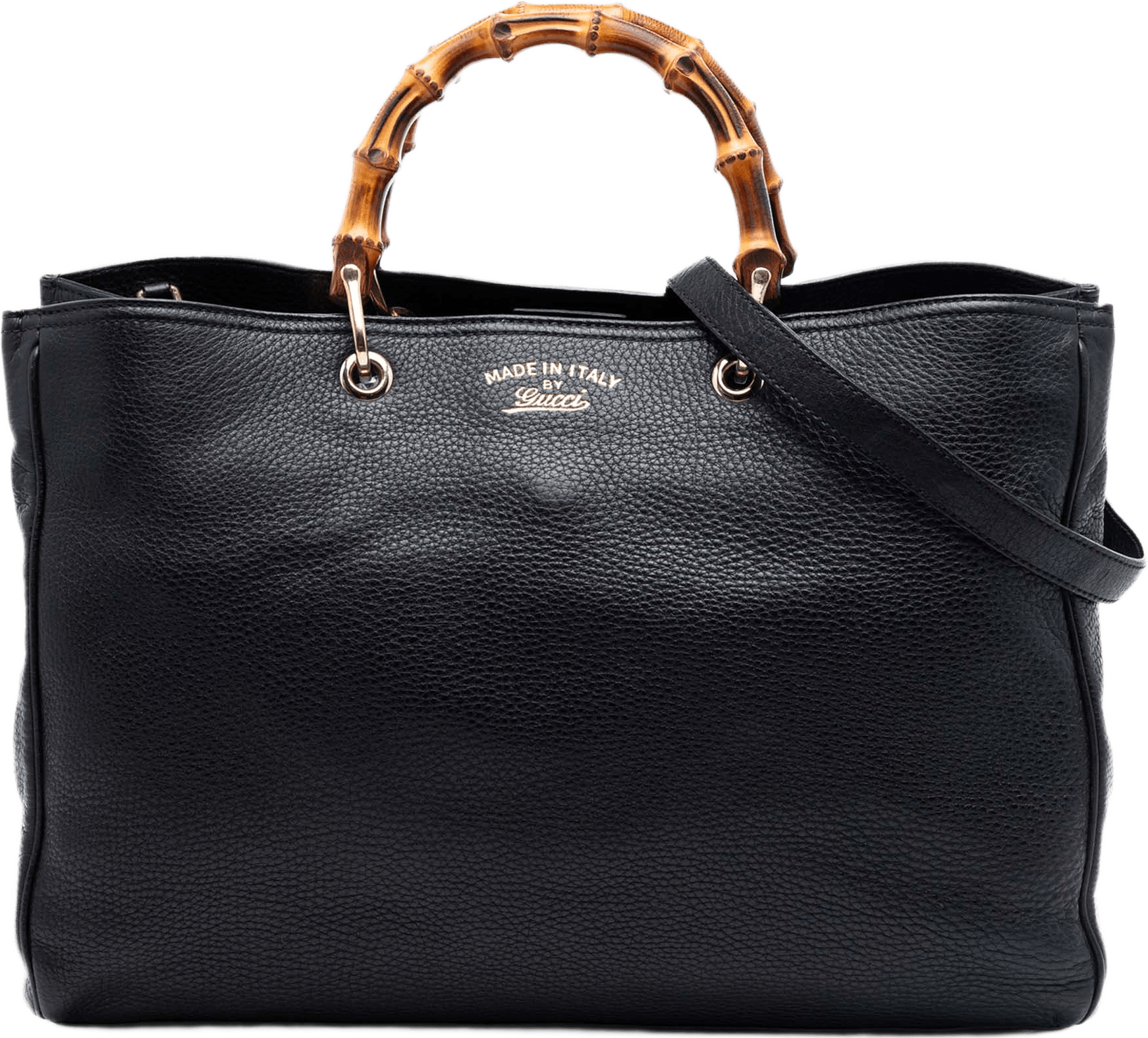 Gucci Large Calfskin Bamboo Shopper Satchel, från Luxclusif, i färgen black.