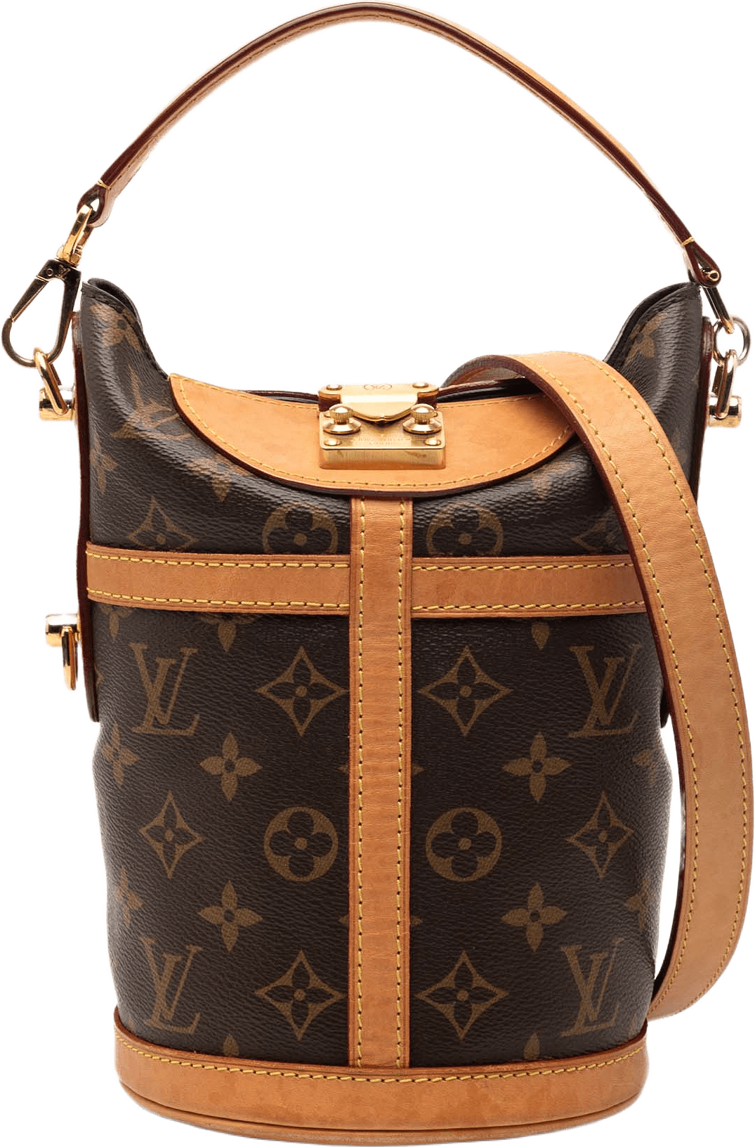 Louis Vuitton Monogram Duffle Bucket Bag, från Luxclusif, i färgen brown.