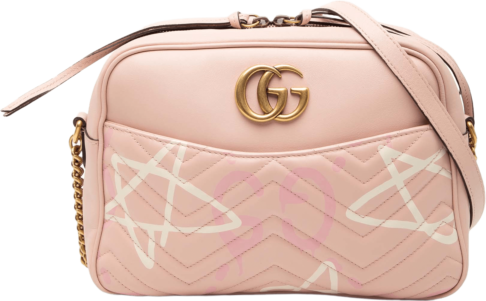 Gucci Gg Marmont Matelasse Leather Gucci Ghost Crossbody, från Luxclusif, i färgen pink.