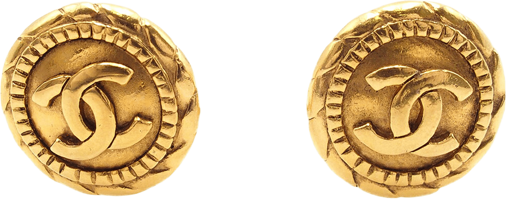 Chanel Cc Gold Plated Round Clip On Earrings, från Luxclusif, i färgen gold.