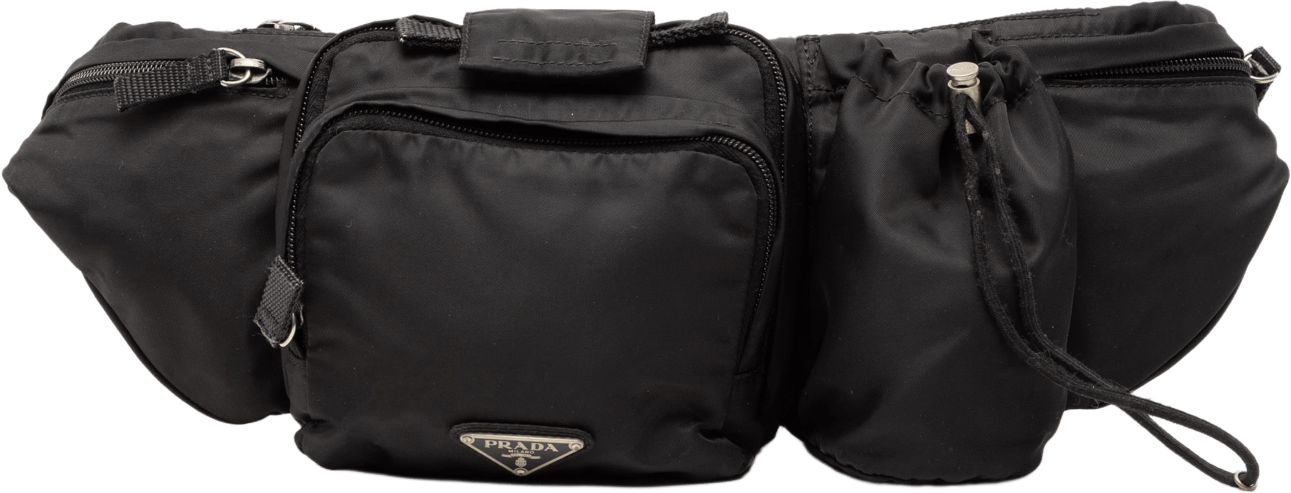 Prada Tessuto Multi Pocket Belt Bag, från Luxclusif, i färgen black.