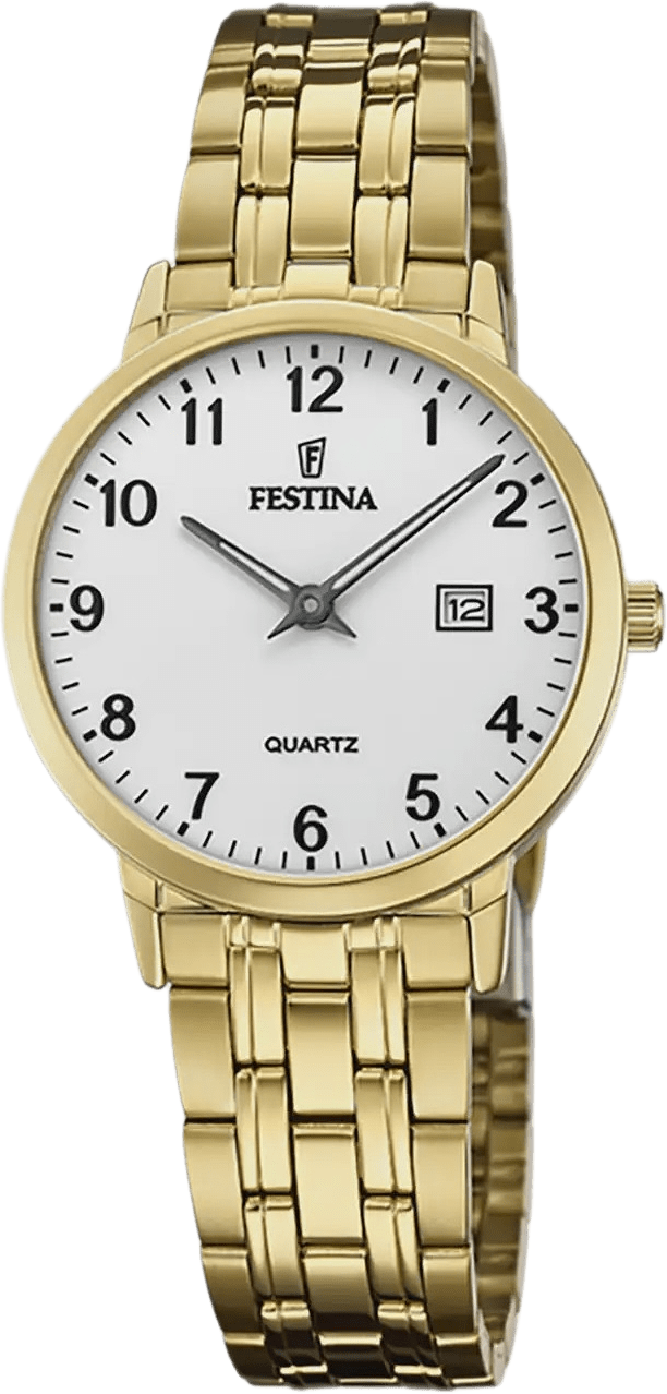 Festina Classic Damklocka Vit/guld, Metallband - F20514/1, från Festina, i färgen gold.